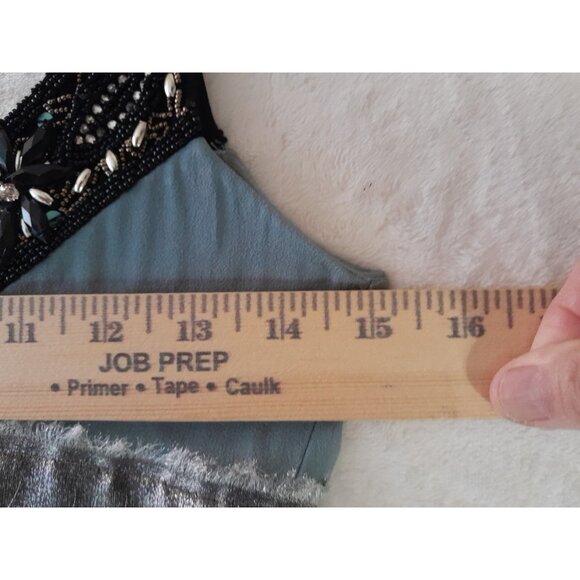 Cache Luxe Embellished Chiffon Silk Dress Baby Doll Fairy Princess Sz 2 Seafoam - Picture 11 of 16